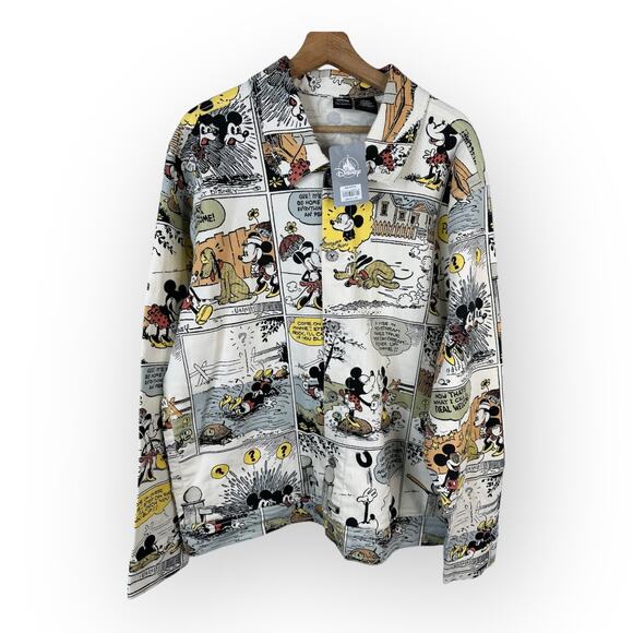 Disney Parks Vintage Mickey Comic Adult size XL Oversized Denim Jean Jacket NEW - Picture 2 of 15